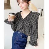 マルチウェイオフショルクロスフリルチェックブラウス | moment+ | 詳細画像7 