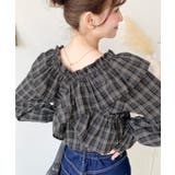 マルチウェイオフショルクロスフリルチェックブラウス | moment+ | 詳細画像8 