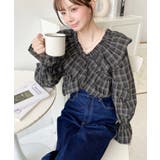 マルチウェイオフショルクロスフリルチェックブラウス | moment+ | 詳細画像9 