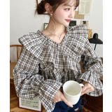 アイボリー | マルチウェイオフショルクロスフリルチェックブラウス | moment+