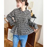 シャーリングビスチェデザイン長袖チェックシャツ | moment+ | 詳細画像13 