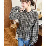 シャーリングビスチェデザイン長袖チェックシャツ | moment+ | 詳細画像14 