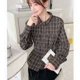 シャーリングビスチェデザイン長袖チェックシャツ | moment+ | 詳細画像19 