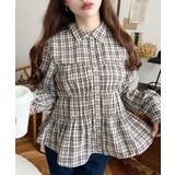 シャーリングビスチェデザイン長袖チェックシャツ | moment+ | 詳細画像2 