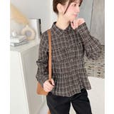 シャーリングビスチェデザイン長袖チェックシャツ | moment+ | 詳細画像21 