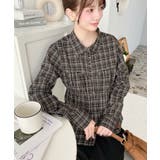 シャーリングビスチェデザイン長袖チェックシャツ | moment+ | 詳細画像22 