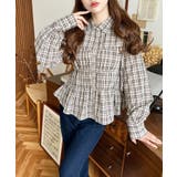 シャーリングビスチェデザイン長袖チェックシャツ | moment+ | 詳細画像3 