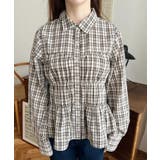 シャーリングビスチェデザイン長袖チェックシャツ | moment+ | 詳細画像7 