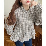 アイボリー | シャーリングビスチェデザイン長袖チェックシャツ | moment+