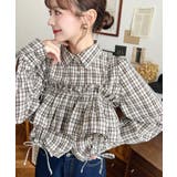 フリルビスチェセット裾ドロストリボン長袖チェックシャツ | moment+ | 詳細画像2 