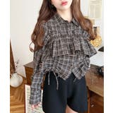 フリルビスチェセット裾ドロストリボン長袖チェックシャツ | moment+ | 詳細画像24 