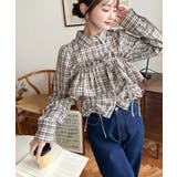 フリルビスチェセット裾ドロストリボン長袖チェックシャツ | moment+ | 詳細画像3 