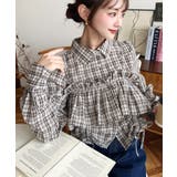 フリルビスチェセット裾ドロストリボン長袖チェックシャツ | moment+ | 詳細画像6 