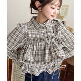 アイボリー | フリルビスチェセット裾ドロストリボン長袖チェックシャツ | moment+