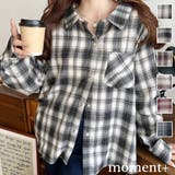 マルチウェイ長袖ルーズチェックシャツ | moment+ | 詳細画像1 