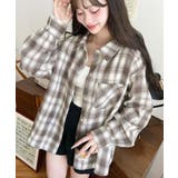 ベージュ | マルチウェイ長袖ルーズチェックシャツ | moment+