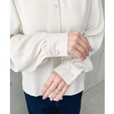 シフォンジョーゼット配色ダブルカラー長袖ブラウス | moment+ | 詳細画像14 