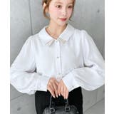 シフォンジョーゼット配色ダブルカラー長袖ブラウス | moment+ | 詳細画像2 