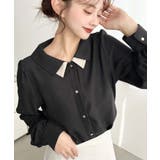 シフォンジョーゼット配色ダブルカラー長袖ブラウス | moment+ | 詳細画像19 