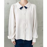 シフォンジョーゼット配色ダブルカラー長袖ブラウス | moment+ | 詳細画像27