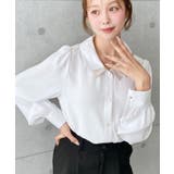 シフォンジョーゼット配色ダブルカラー長袖ブラウス | moment+ | 詳細画像3 