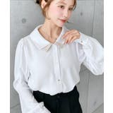 シフォンジョーゼット配色ダブルカラー長袖ブラウス | moment+ | 詳細画像4 