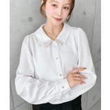 シフォンジョーゼット配色ダブルカラー長袖ブラウス | moment+ | 詳細画像5 