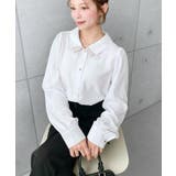 シフォンジョーゼット配色ダブルカラー長袖ブラウス | moment+ | 詳細画像6 