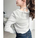 フロントリボンフリルレースカーディガン+クロスネックキャミソールアンサンブル | moment+ | 詳細画像23 