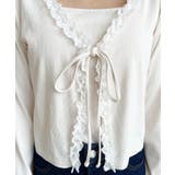 フロントリボンフリルレースカーディガン+クロスネックキャミソールアンサンブル | moment+ | 詳細画像8 