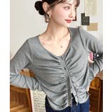 チャコールグレー | フロントギャザーショートカーディガン | moment+