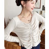 アイボリー | フロントギャザーショートカーディガン | moment+