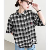 ブラック | U.S.POLO ASSN.ワンポイント刺繍半袖チェックシャツ | moment+