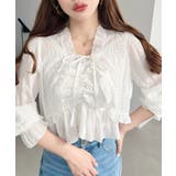 フロントシャーリングキャミ＋フリルリボンボレロセット シアースモッキングライク | moment+ | 詳細画像3 