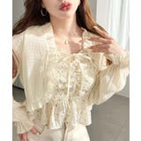 フロントシャーリングキャミ＋フリルリボンボレロセット シアースモッキングライク | moment+ | 詳細画像35 