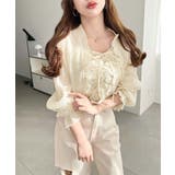 フロントシャーリングキャミ＋フリルリボンボレロセット シアースモッキングライク | moment+ | 詳細画像37 