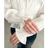 スクエアネック長袖ダブルフリルペプラムブラウス シアースモッキングライク | moment+ | 詳細画像10 