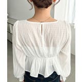 スクエアネック長袖ダブルフリルペプラムブラウス シアースモッキングライク | moment+ | 詳細画像11 