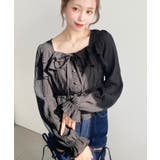 スクエアネック長袖ダブルフリルペプラムブラウス シアースモッキングライク | moment+ | 詳細画像23 