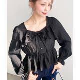 スクエアネック長袖ダブルフリルペプラムブラウス シアースモッキングライク | moment+ | 詳細画像25 