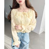 スクエアネック長袖ダブルフリルペプラムブラウス シアースモッキングライク | moment+ | 詳細画像30 