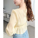 スクエアネック長袖ダブルフリルペプラムブラウス シアースモッキングライク | moment+ | 詳細画像31 