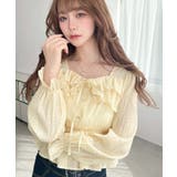 スクエアネック長袖ダブルフリルペプラムブラウス シアースモッキングライク | moment+ | 詳細画像34 