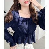 スクエアネック長袖ダブルフリルペプラムブラウス シアースモッキングライク | moment+ | 詳細画像37 