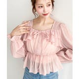 スクエアネック長袖ダブルフリルペプラムブラウス シアースモッキングライク | moment+ | 詳細画像51 