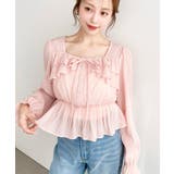 スクエアネック長袖ダブルフリルペプラムブラウス シアースモッキングライク | moment+ | 詳細画像52 