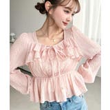 スクエアネック長袖ダブルフリルペプラムブラウス シアースモッキングライク | moment+ | 詳細画像55 