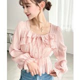 スクエアネック長袖ダブルフリルペプラムブラウス シアースモッキングライク | moment+ | 詳細画像56 