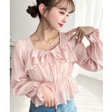 スクエアネック長袖ダブルフリルペプラムブラウス シアースモッキングライク | moment+ | 詳細画像57 