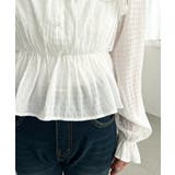 スクエアネック長袖ダブルフリルペプラムブラウス シアースモッキングライク | moment+ | 詳細画像9 